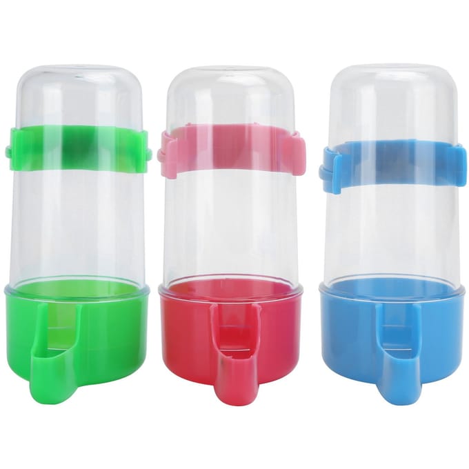 3Sets Vogels Automatische Feeder Water Drinker Papegaai Voeden Drinkcontainer Dispenser pink