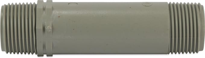 Pijpnippel PVC 1/2" buitendraad 10bar grijs 150 mm