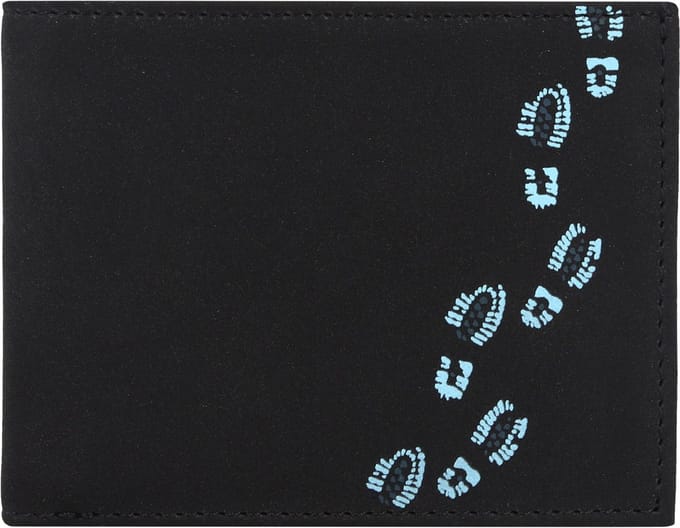 oxmox portemonnee New Cryptan RFID Protect Pocketbörse Footsteps Print Cyan Black zwart