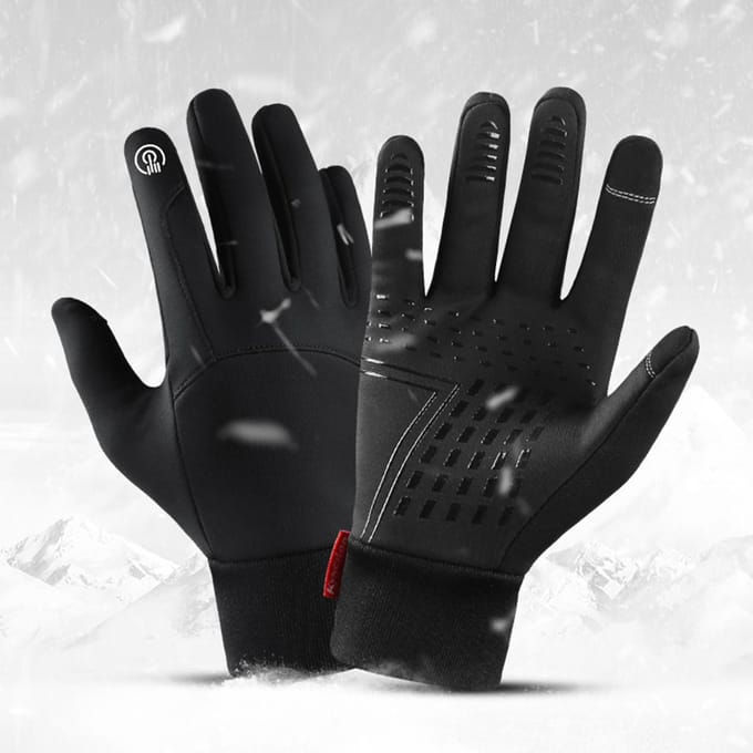 Winter Heren Dames Fietshandschoenen Waterdicht Winddicht Fleece Voering Touchscreen Antislip Medium zwart