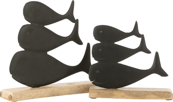J-Line decoratie Walvis Op Voet - aluminium - zwart - large