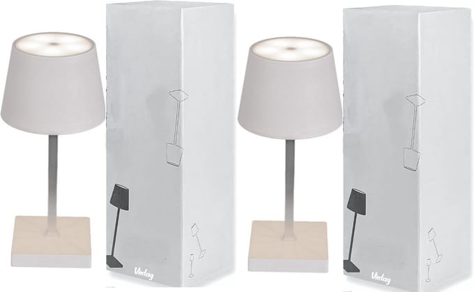 2 Oplaadbare Tafellampen - Dimbaar - 2 Stuks - Modern - Draadloos - Aluminium - incl kabel - Wit - Stijlvol