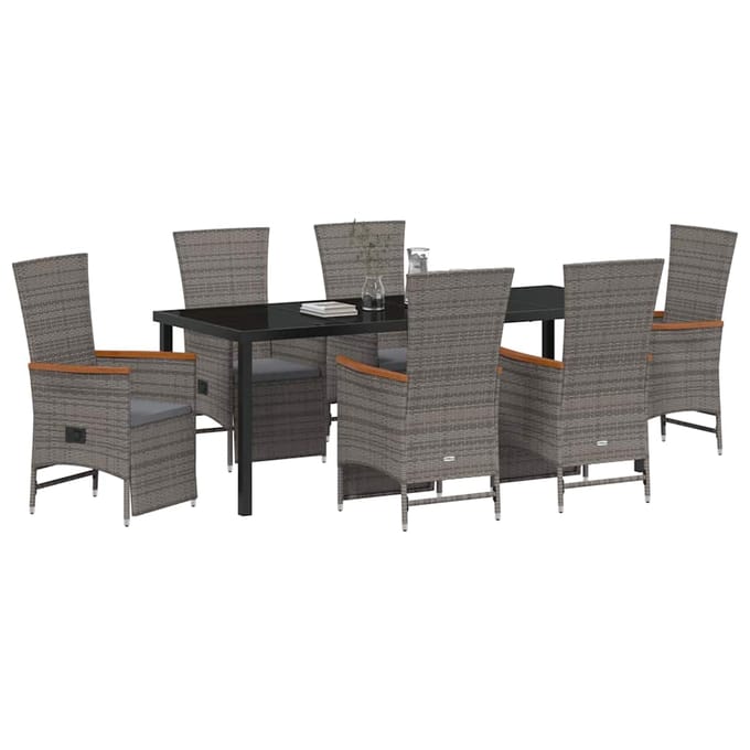 vidaXL - Tuin - Eettafel - Set - 7 - st - Grijs - poly - rattan