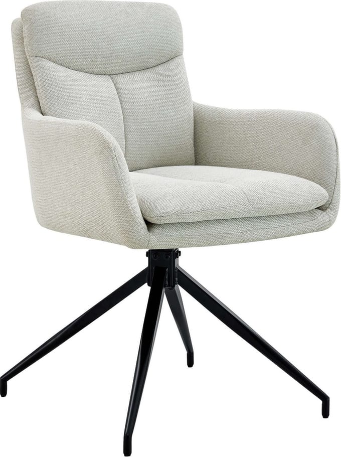 CLP Somers Eetkamerstoel - met armleuning - Draaibare fauteuil - Stof/creme