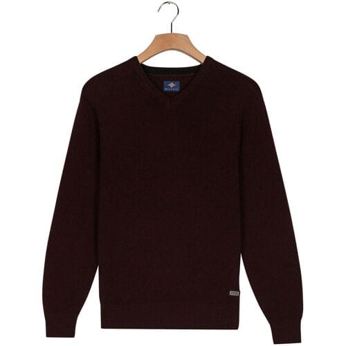 Baileys Trui V-Neck Cotton Allover Fine Texture Two-Tone Deep Mauve / male