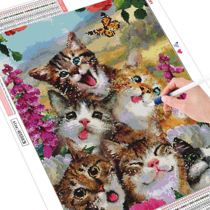Peinture diamant thème chat, broderie 5D, affichage complet, mosaïque d'animaux, strass ronds complets 20X30 black