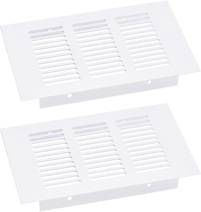 Set van 2 Aluminium Ventilatieopening Afdekkingen Rechthoekig Wit