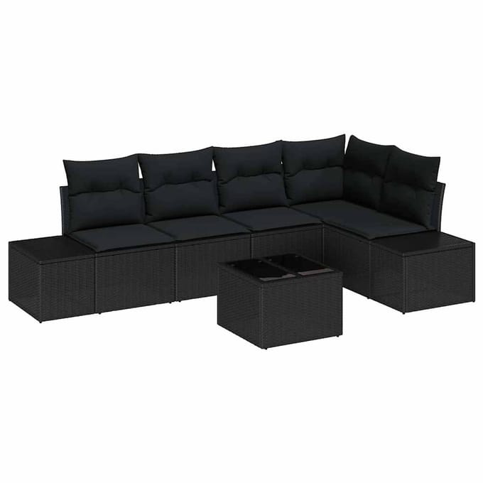 vidaXL Tuin Sofa Set 6 st Zwart poly rattan