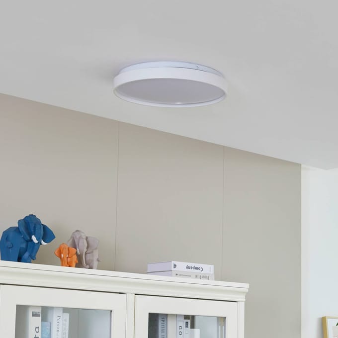 Lindby Smart LED plafondlamp Mirren, wit, metaal, CCT, Tuya