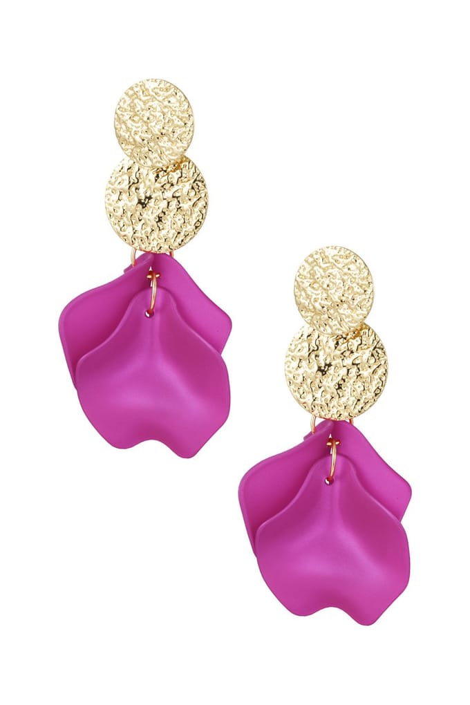 YW - Blooming Chique oorbellen - Goud/Fuchsia