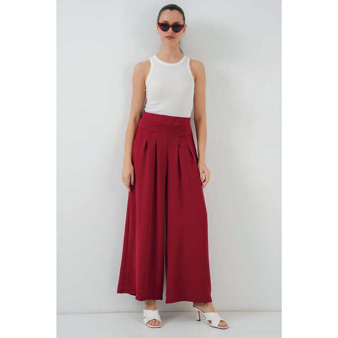 Gelaagde Wijde Leg Crepe Broek