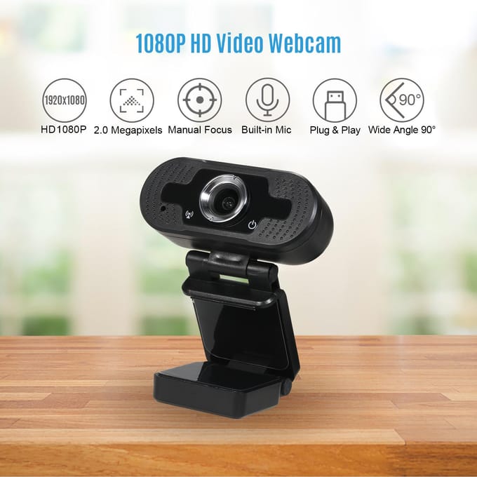 1080P HD Computer Camera Videoconferentie Camera Webcam 2 Megapixel Handmatige Focus met Microfoon zwart