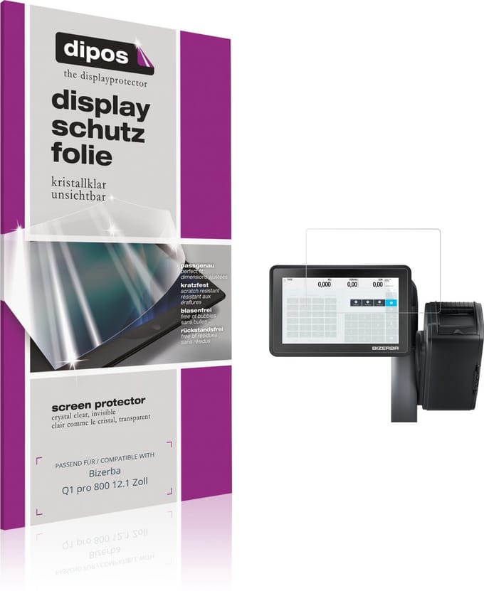 dipos – 2x Beschermfolie geschikt voor Bizerba Q1 pro 800 12.1 Zoll | Krasbestendige & heldere Screenprotector Ultra-Thin