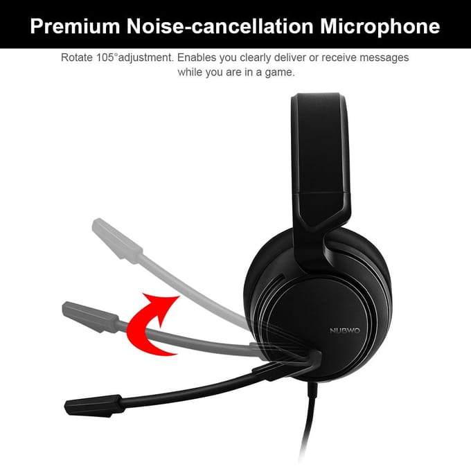 3,5 mm Stereo Over-Ear Low Bass Bedrade Gaming Headphone met Microfoon Ruisonderdrukkende Headset zwart