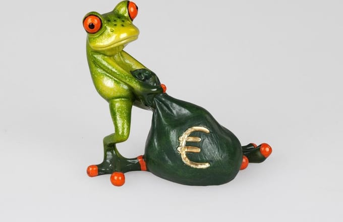 Kikker beeldje mijn eerste baan zaken doen geschenk geslaagd