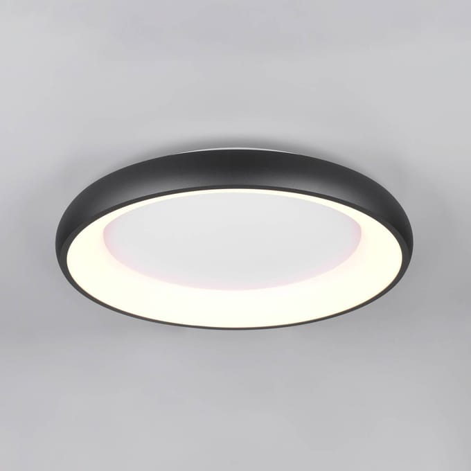 Trio Lighting Plafondlamp Cardona, Ø 62 cm, mat zwart, metaal, CCT