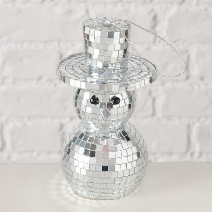 Boltze - Hanger - Kersthanger - Sneeuwpop - Disco - Spiegel - 14x8cm
