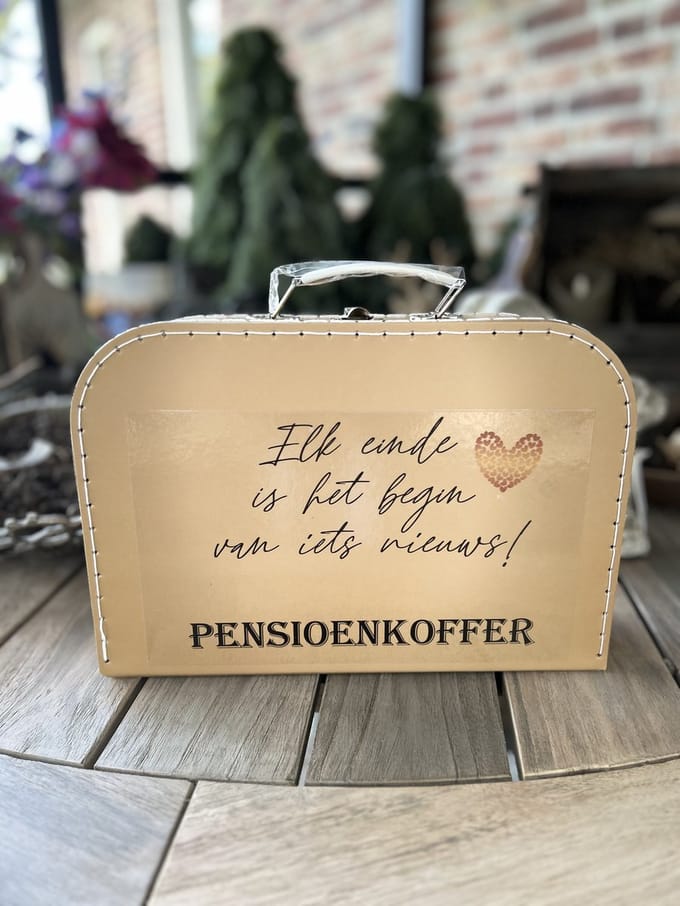 Creaties van Hier - Koffer Bruin - Maat S - L25,5xB18xH8,3 cm - Pensioen - Karton