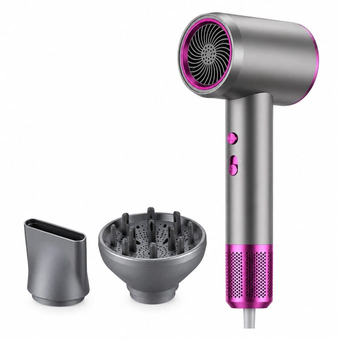 Snelle haardroger - 2400 W - warme en koude lucht - 5 snelheden - concentrator en diffuser - grijs 38