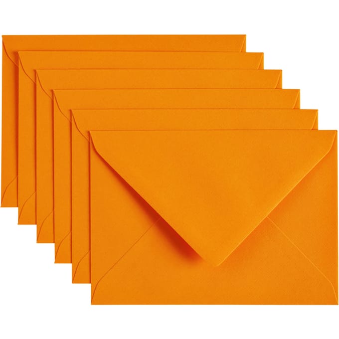 Papicolor Envelop C6 oranje 105gr-CV 6 stuks 302911 - 114x162 mm