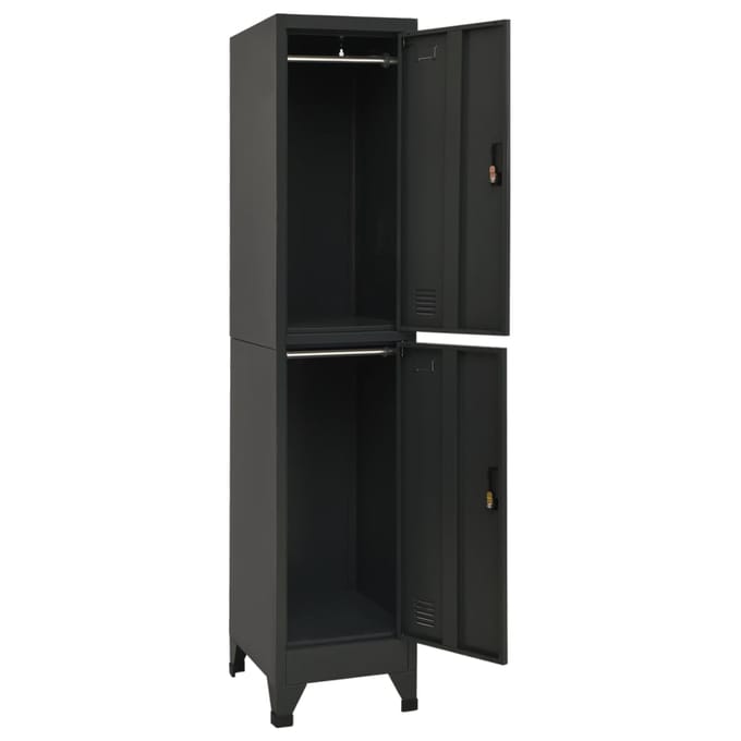 vidaXL - Lockerkast - 38x45x180 - cm - staal - antracietkleurig