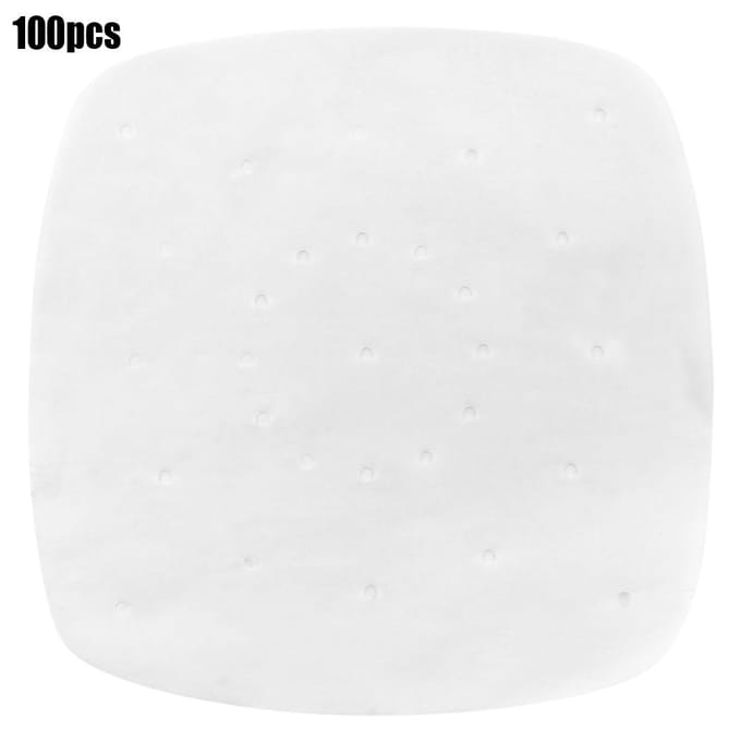 7,5 inch geperforeerde vierkante stoompapieren bakjes voor het stomen in de airfryer(Wit) White
