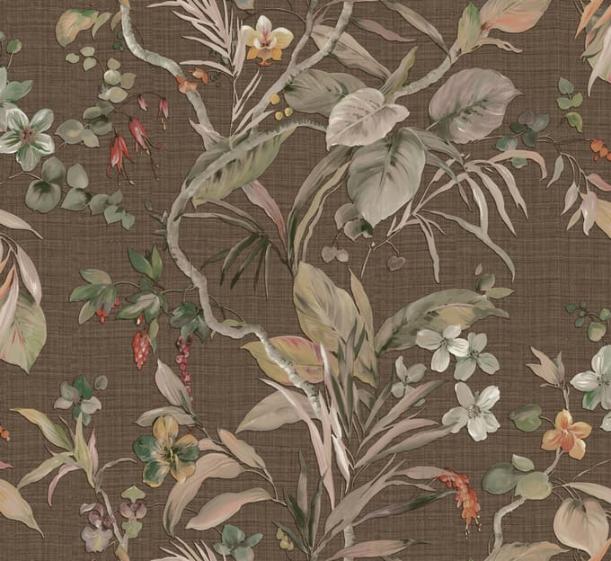 Zambaiti Vinylbehang Z30332 - Trussardi 8 - Botanisch Bruin - 70cm x 10.0m