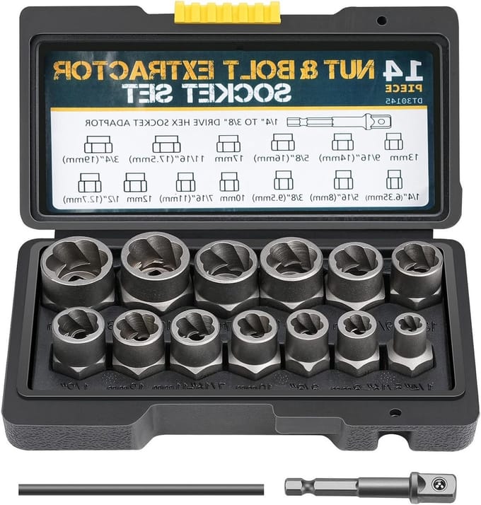 14-delige Moer Remover Set - Drill Bit & Hex Adapter - Beschadigde Bevroren Moeren Verwijderen