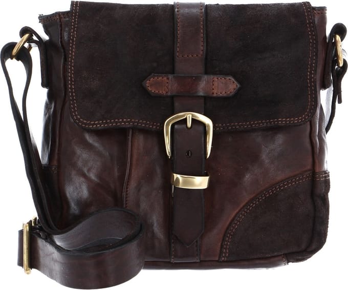 CAMPOMAGGI Leren Schoudertas Crossbody Bag Moro Donkerbruin