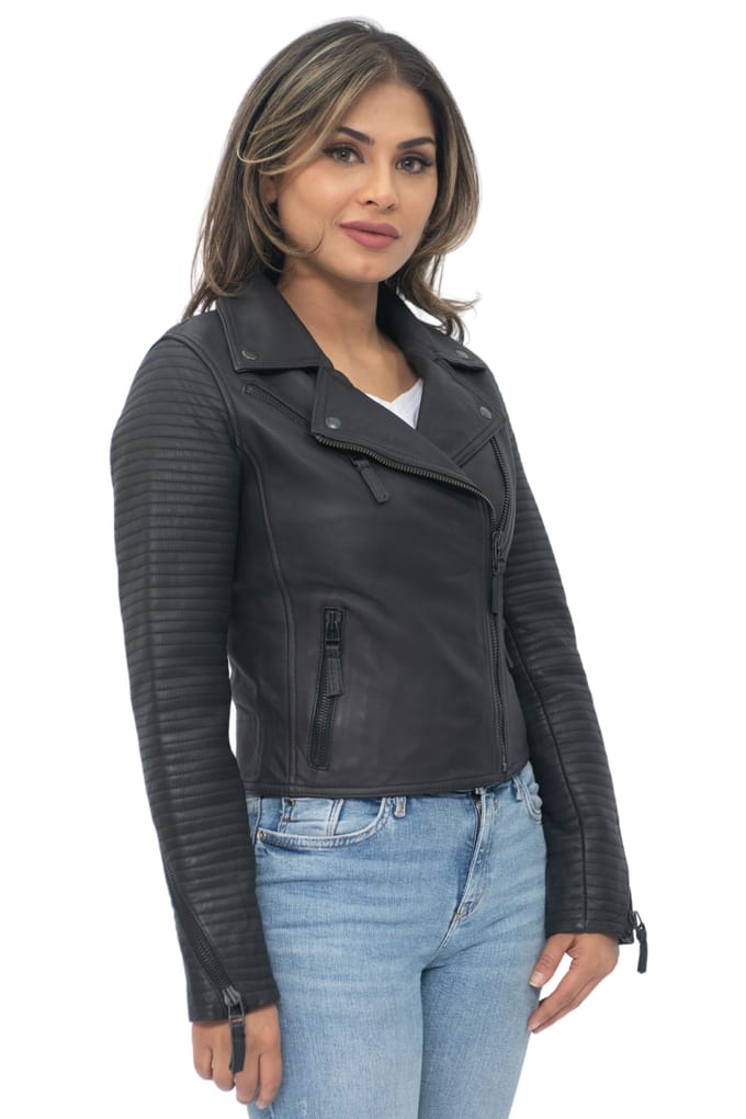 Dames leer mat vintage Brando bikerjack-Taipei