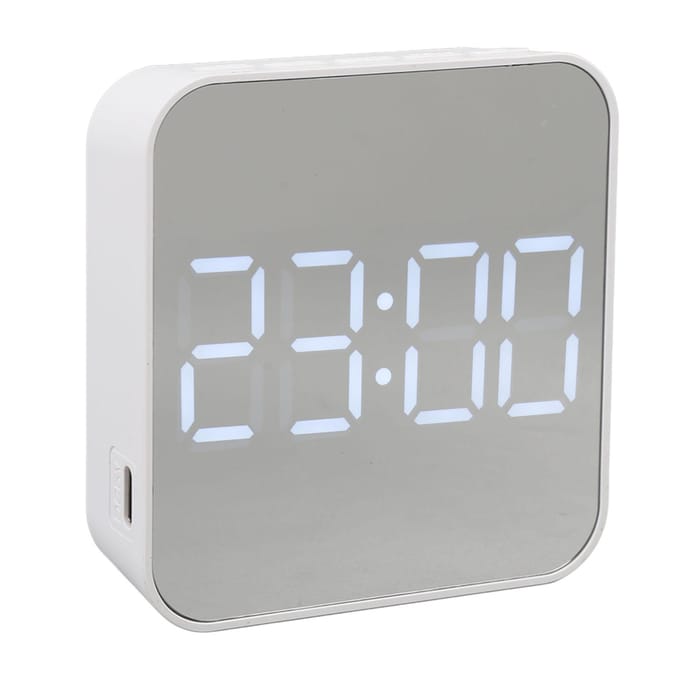 Horloge Numérique LED 2 Réglages d'Alarme Multifonctionnelle Petite Horloge Réveil Électronique avec Température Date blanc
