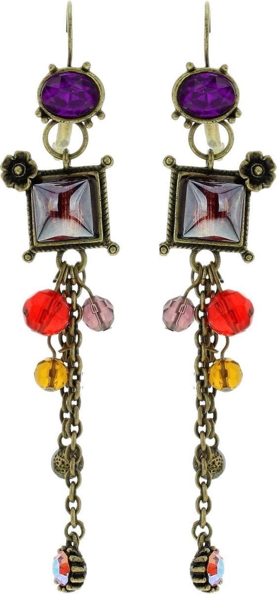 Behave - Oorbellen met hanger en kralen - Boho stijl - 9,5 cm lang