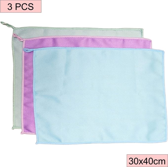 Fako Bijoux® - Microvezel Schoonmaakdoekjes - Vaatdoek - Ruit - 30x40cm - 3 Stuks