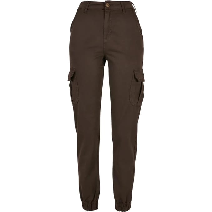 Urban Classics - High Waist Cargobroek - Taille, 29 inch - Bruin