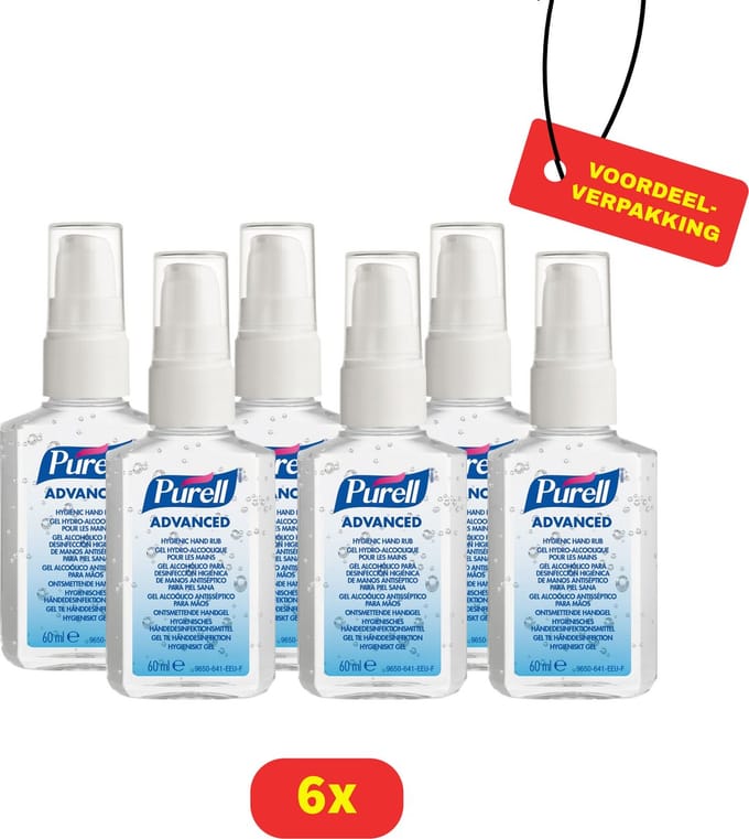 6x - Purell desinfecterende handgel 60ml met pomp - Voordeelverpakking!
