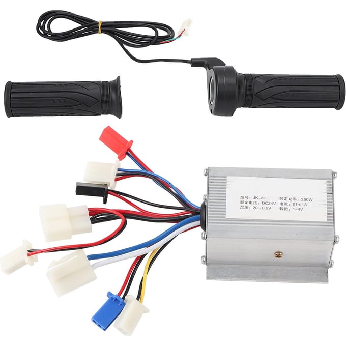 24V250W Borstel E-bike Controller en Lange Lijn Universele Duimgashendel Grip Set Accessoire black