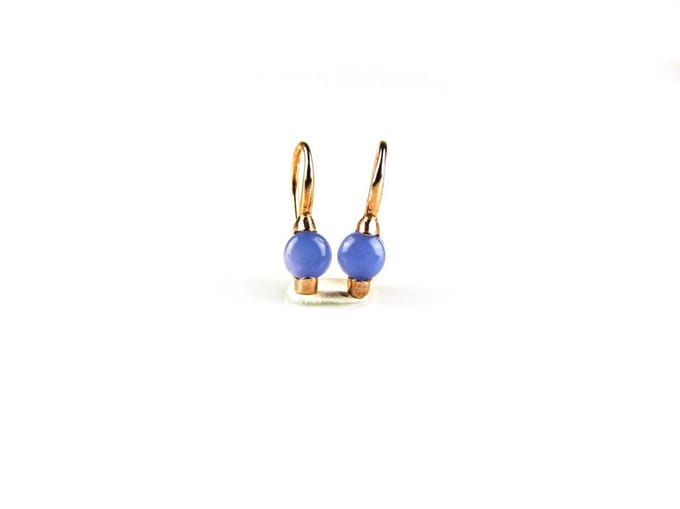 model Piccolo oorringen in zilver roze verguld cabochon blauw