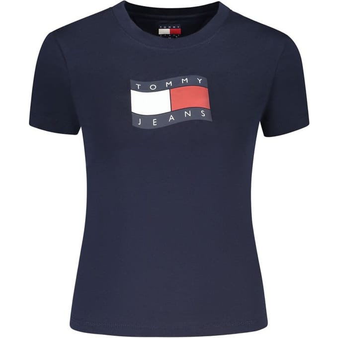 Tommy Hilfiger Slim Wavy Flag Tee Dark Night Navy Größe: M | Hemden Outlet | Damen | Schwarz