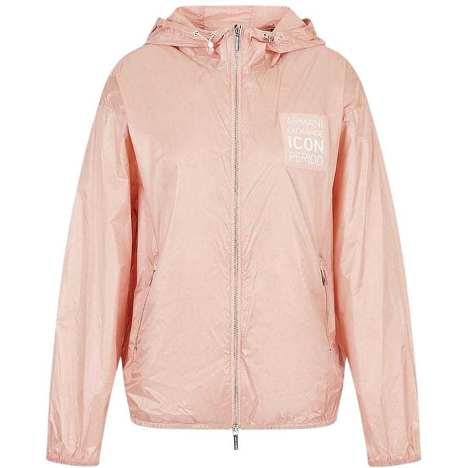 Armani Exchange Damesjack met logo en doorlopende ritssluiting (Roze)