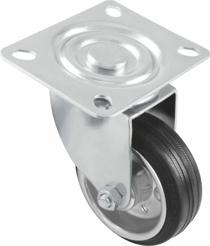 AMIG zwenkwiel/transportwiel - D100mm - rubber - 90kg draagvermogen - rollager