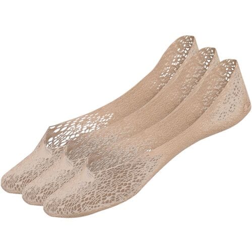 ESMARA 3 paar sneakersokken (Bloemetjes, Beige, 39-42)
