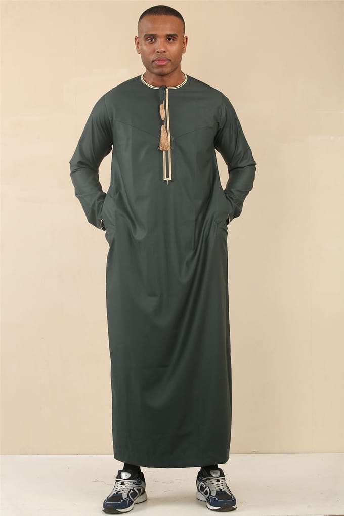 Omaanse Eid groene Thobe Saudi Emirati Jubba-jas voor heren