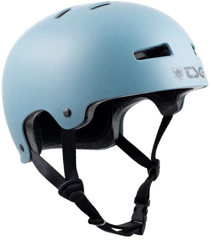 TSG Evolution Solid Color Satin Storm Blue Skatehelm – Klassieke Skate- en BMX Helm met Perfecte PasvormXXS/XS