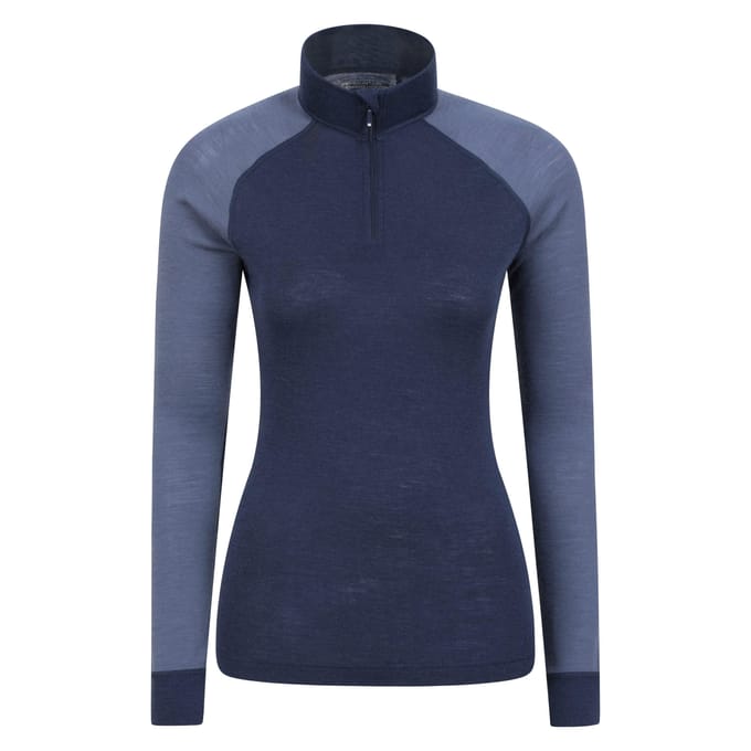 Mountain Warehouse Dames Merino Wol Zip Neck Thermo Top (Navy)