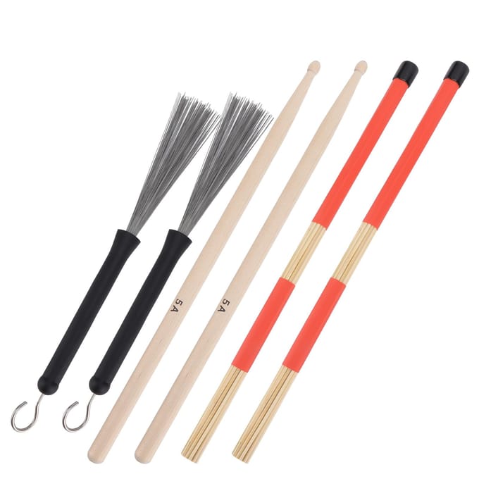 Drumstokken Set 5A Klassiek Ahorn Houten Instrument Accessoire met Intrekbare Borstels voor Jazz beige