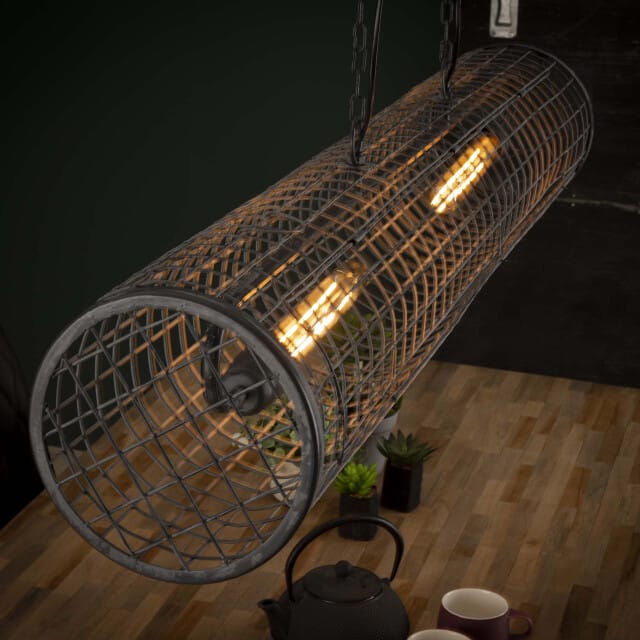 Hoyz - Hanglamp - Ø20 cm Cilindervormige Hanglamp - Industrieel - Gaas