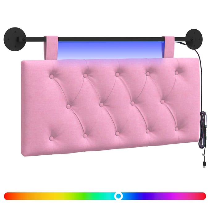 vidaXL - Hangend - hoofdbord - Met - LED-verlichting - Roze - Stof