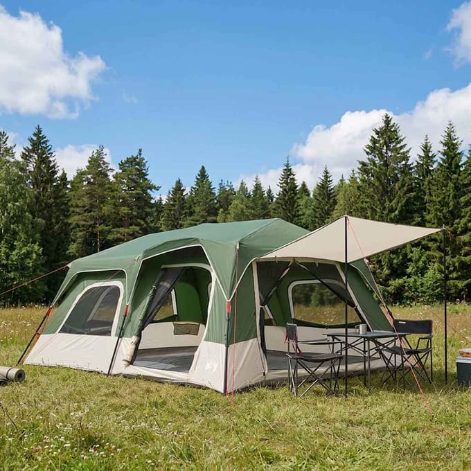 vidaXL - Directe - Tent - 10-persoons - Groen - 185T - Polyester - met - PU - Coating