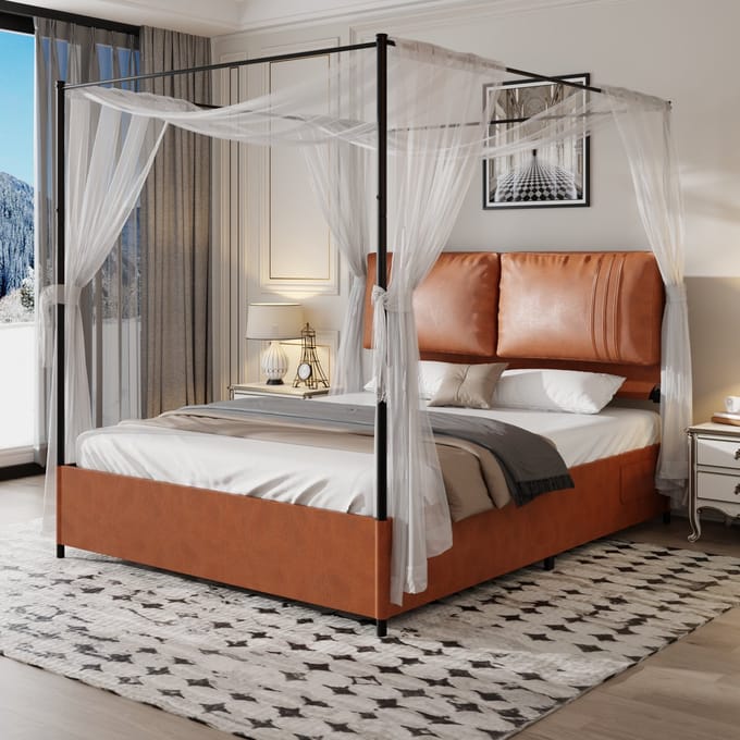 Twijfelaar - 140x200 cm - Luxe Bedframe - Met Zachte Kussens - Kunstleer & Metaal