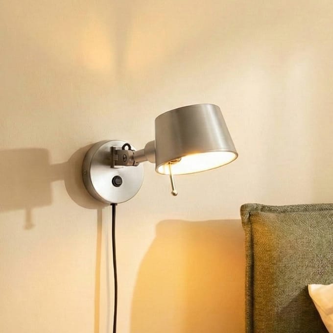Lucande - wandlamp - 1licht - metaal - H: 14 cm - E27 - nikkel satijn